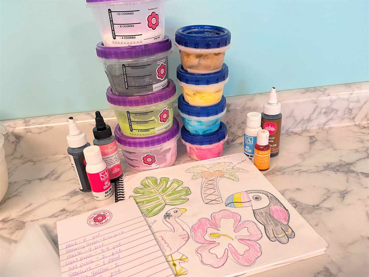 Stacked clear plastic flour box icing storage containers set of 5 with colorful lids and measurement markings