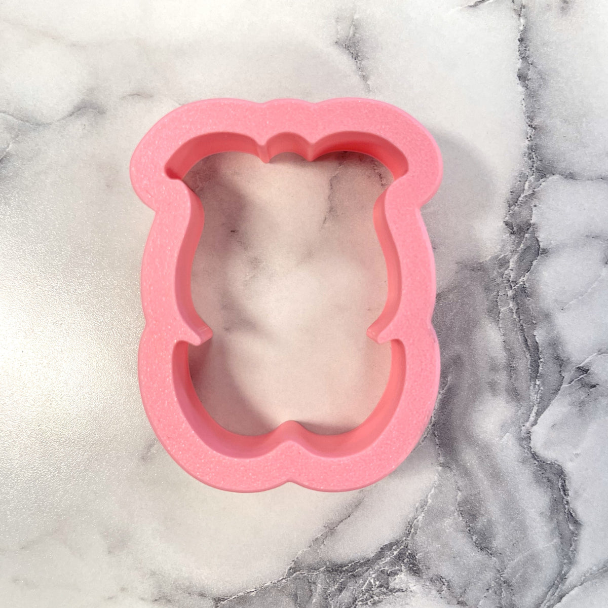 Pink silicone bear-shaped mini tulip with leaves cookie cutter for baking and crafting use
