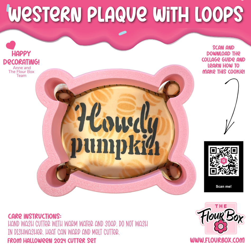 Western Plaque with Loops Cookie Cutter with Stencil