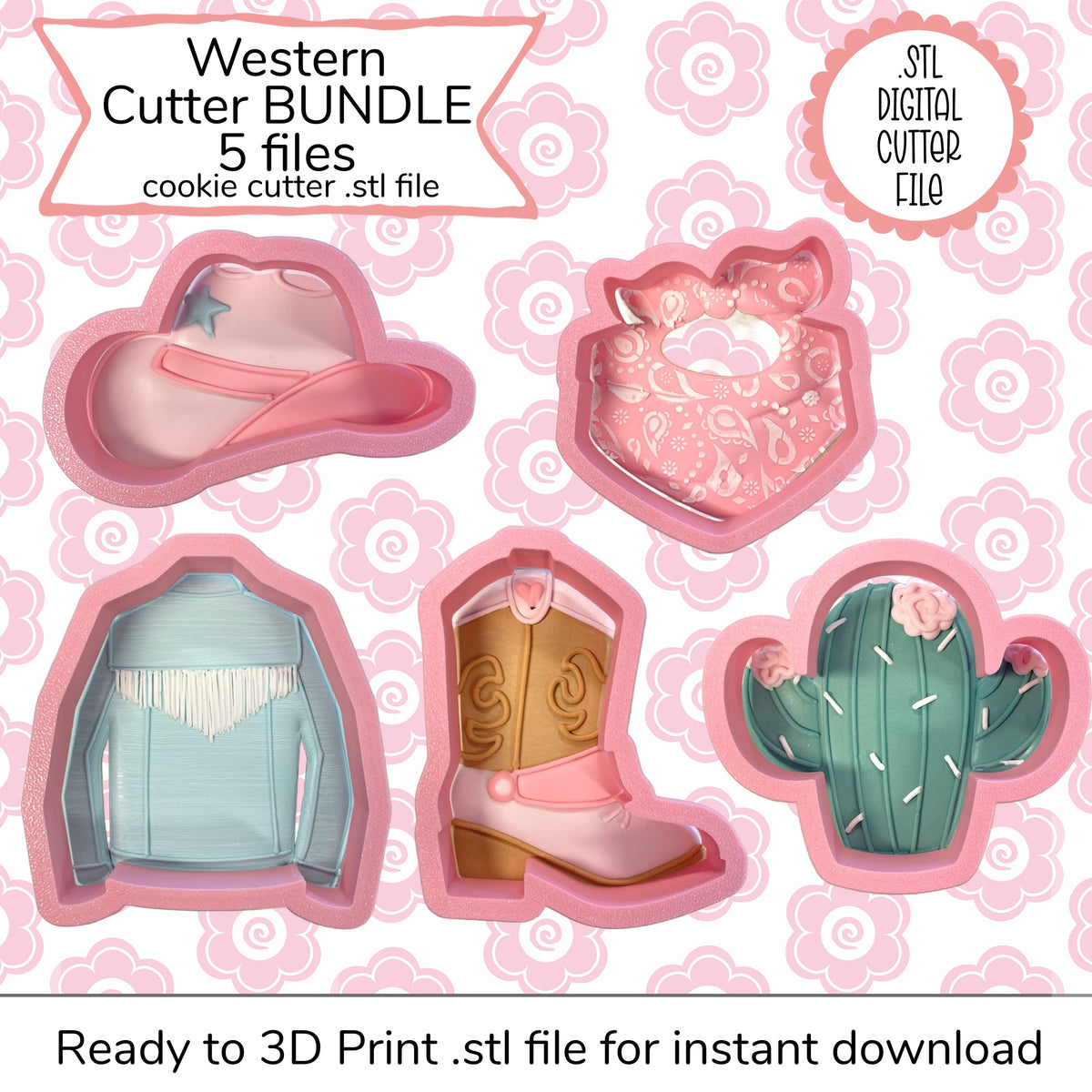 Pink silicone cookie cutter shaped like a cowboy hat with star detail for western decorating online class recording
