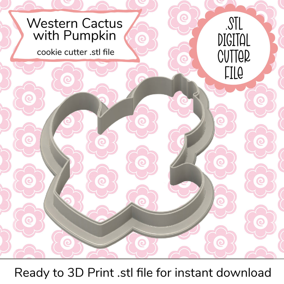 Western Cactus with Pumpkin Cutter STL File (digital file)