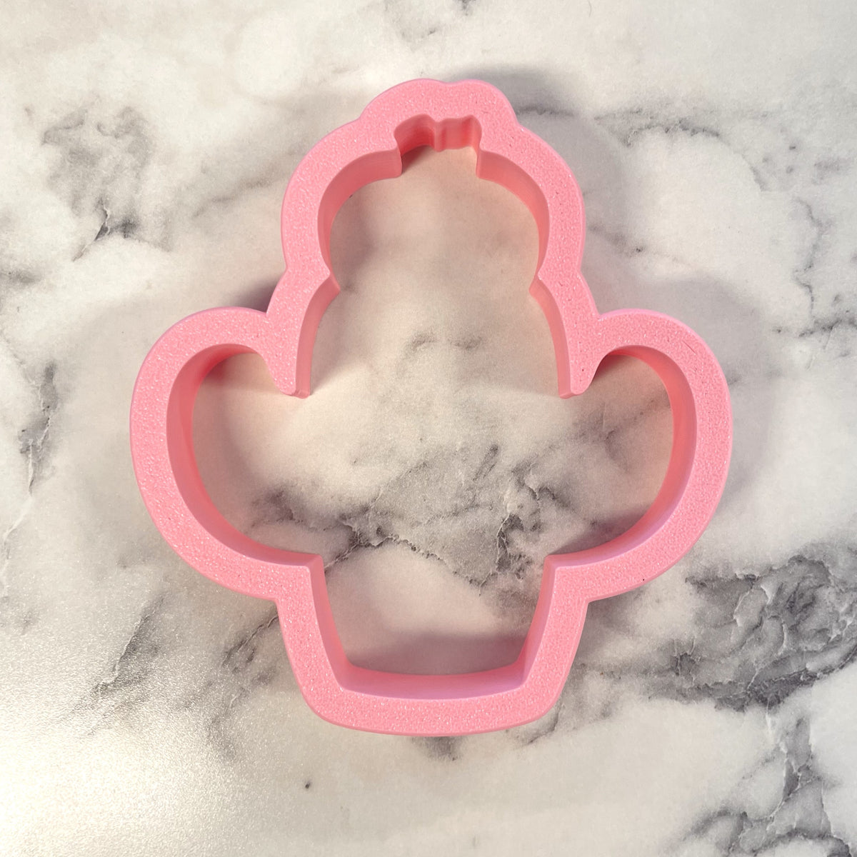 Pink silicone western cactus with pumpkin cookie cutter shaped like a cactus for baking and decorating