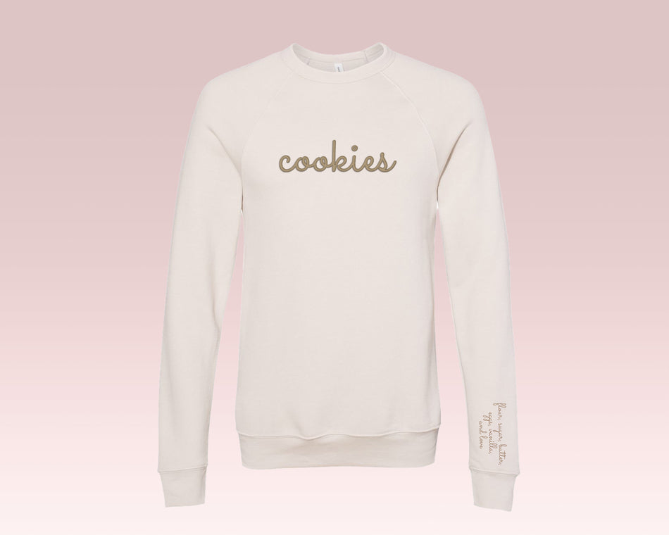 Cookies Embroidered Sweatshirt with Sleeve Ingredients Heather Dust