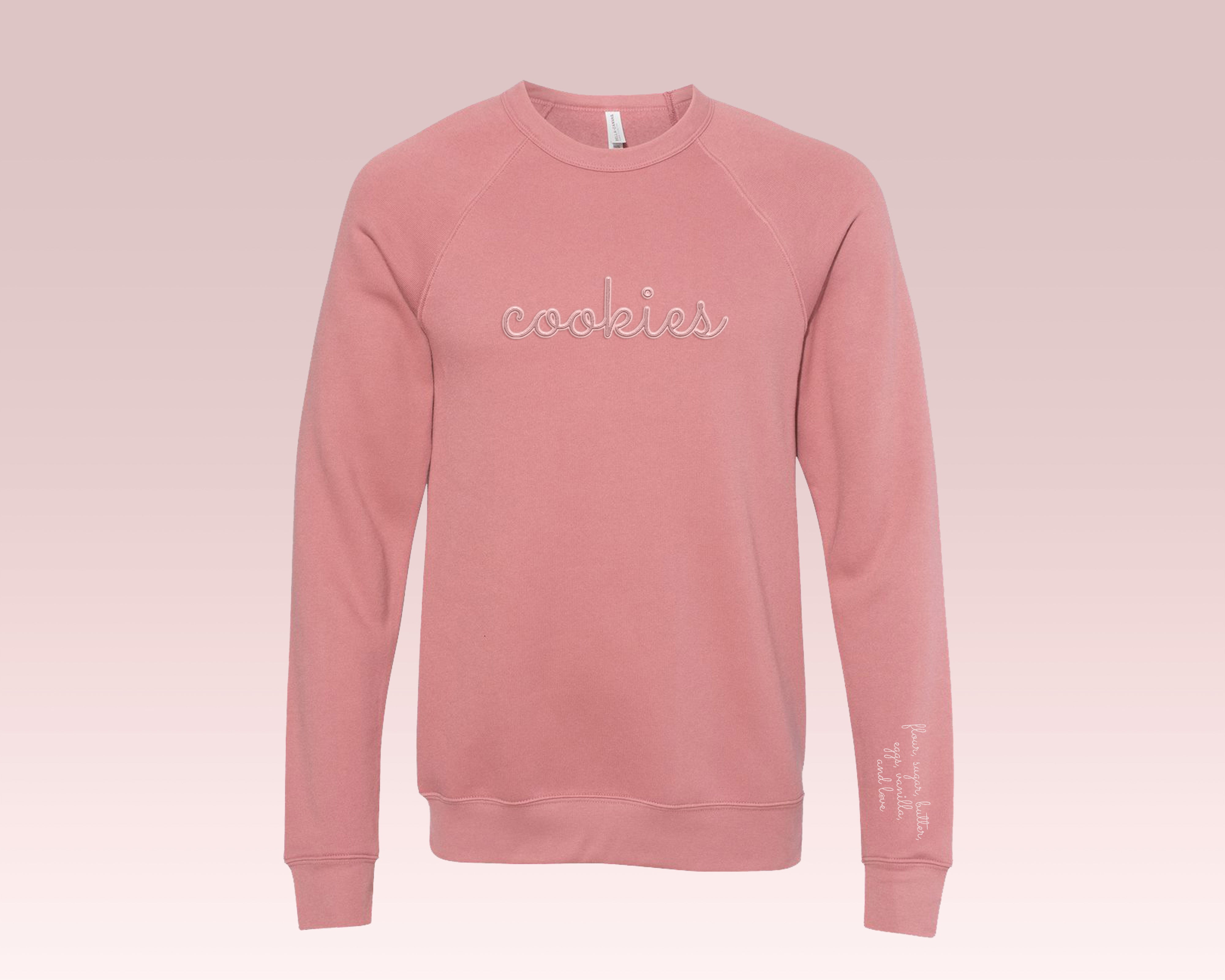 Cookies Embroidered Sweatshirt with Sleeve Ingredients Mauve