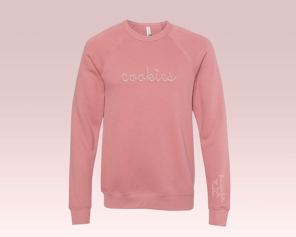 Cookies Embroidered Sweatshirt with Sleeve Ingredients Mauve