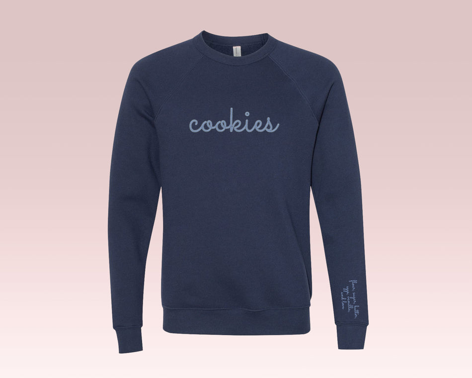 Cookies Embroidered Sweatshirt with Sleeve Ingredients Navy