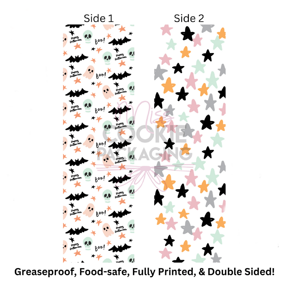 Bats, Ghost, Skulls Cookie BAG Backer Card - 2.625