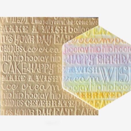 Birthday Text 3D Parchment Texture Sheets by Intricut Edibles