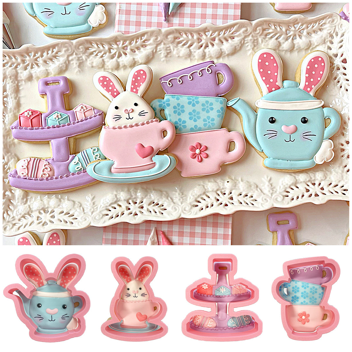 Bunny Tea Party Cookie Cutter BUNDLE (4 cutters) – The Flour Box