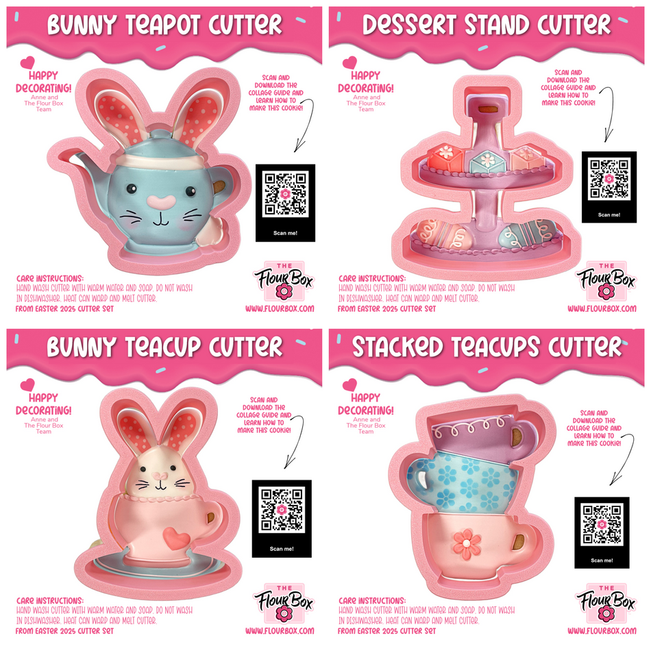 Bunny Tea Party Cookie Cutter BUNDLE (4 cutters)