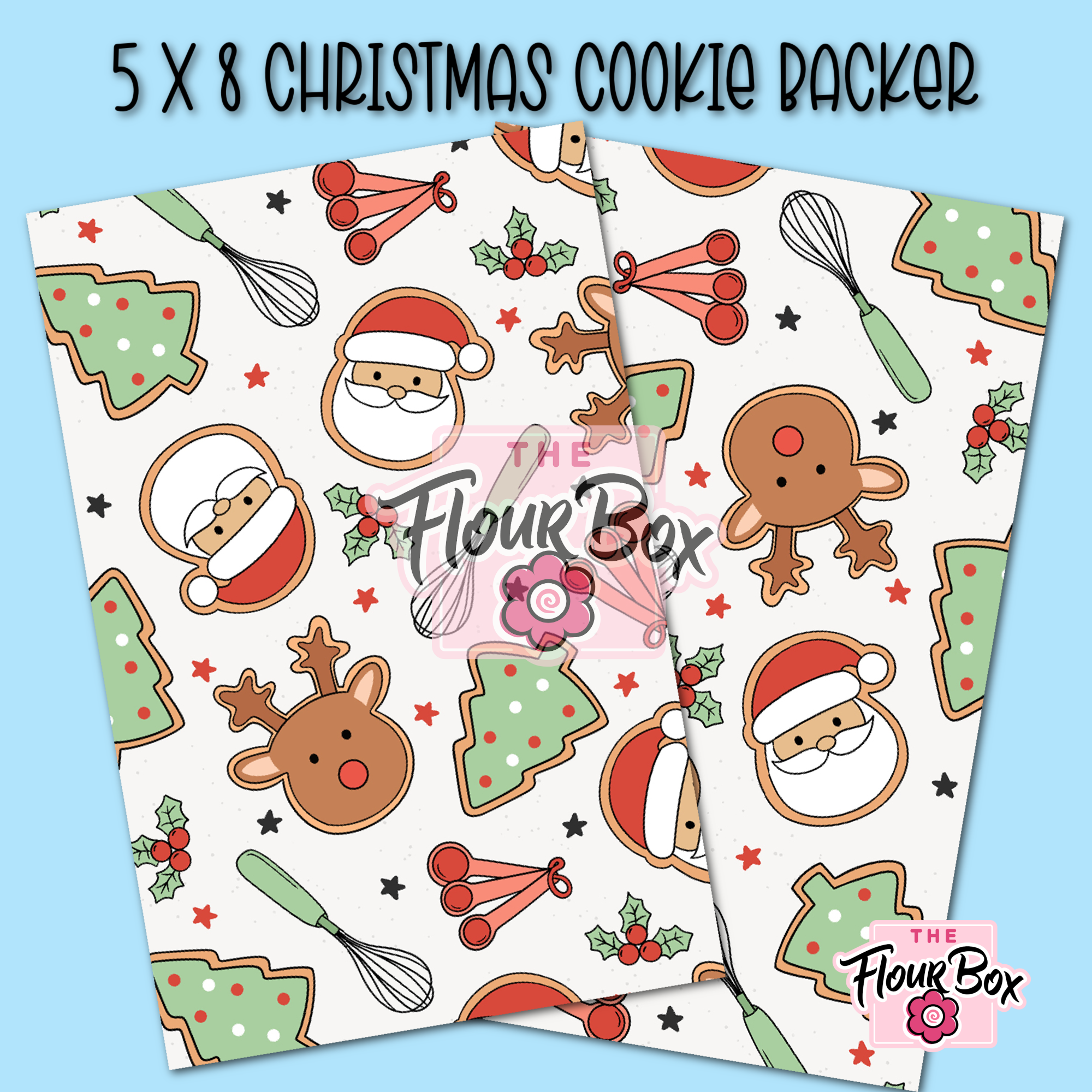 Christmas Cookie BOX Backer - 5" x 8" Rectangle - 25 BACKERS