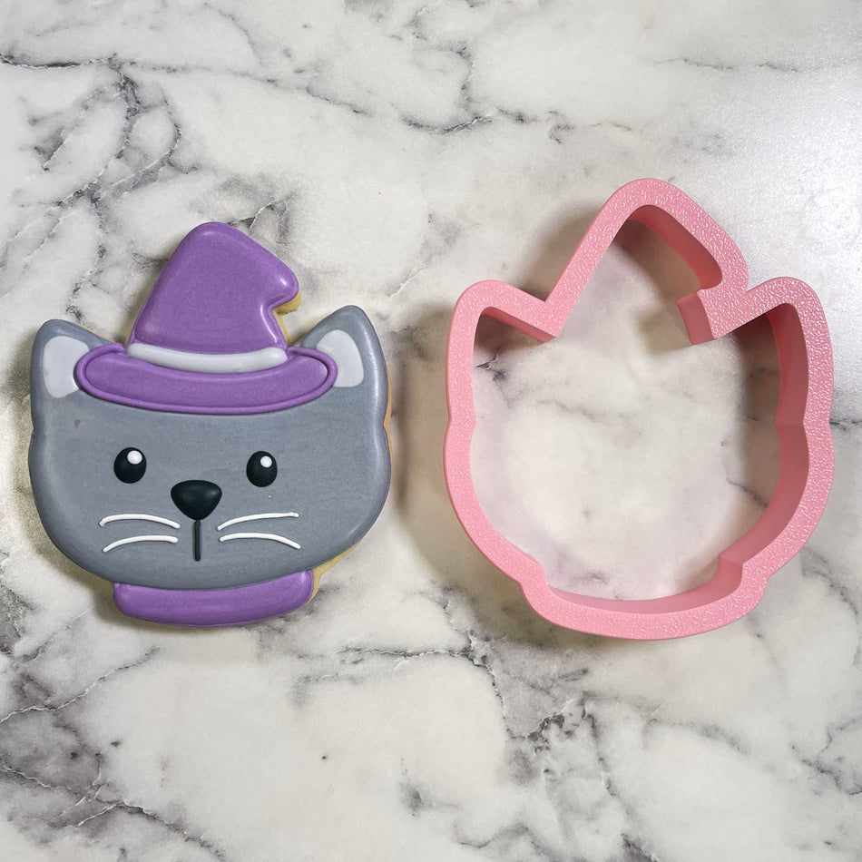 Cute Chubby Cat Witch Cookie Cutter