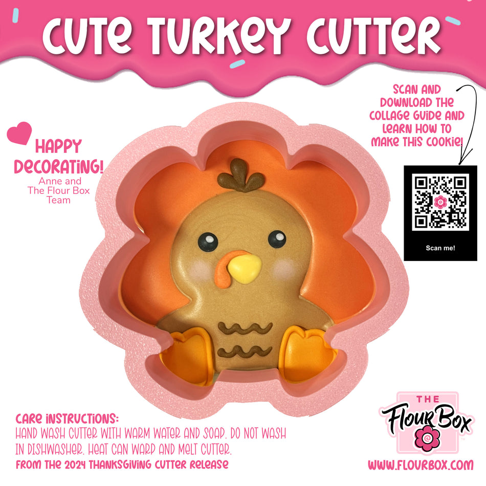 Mini Cute Turkey Sitting Cookie Cutter
