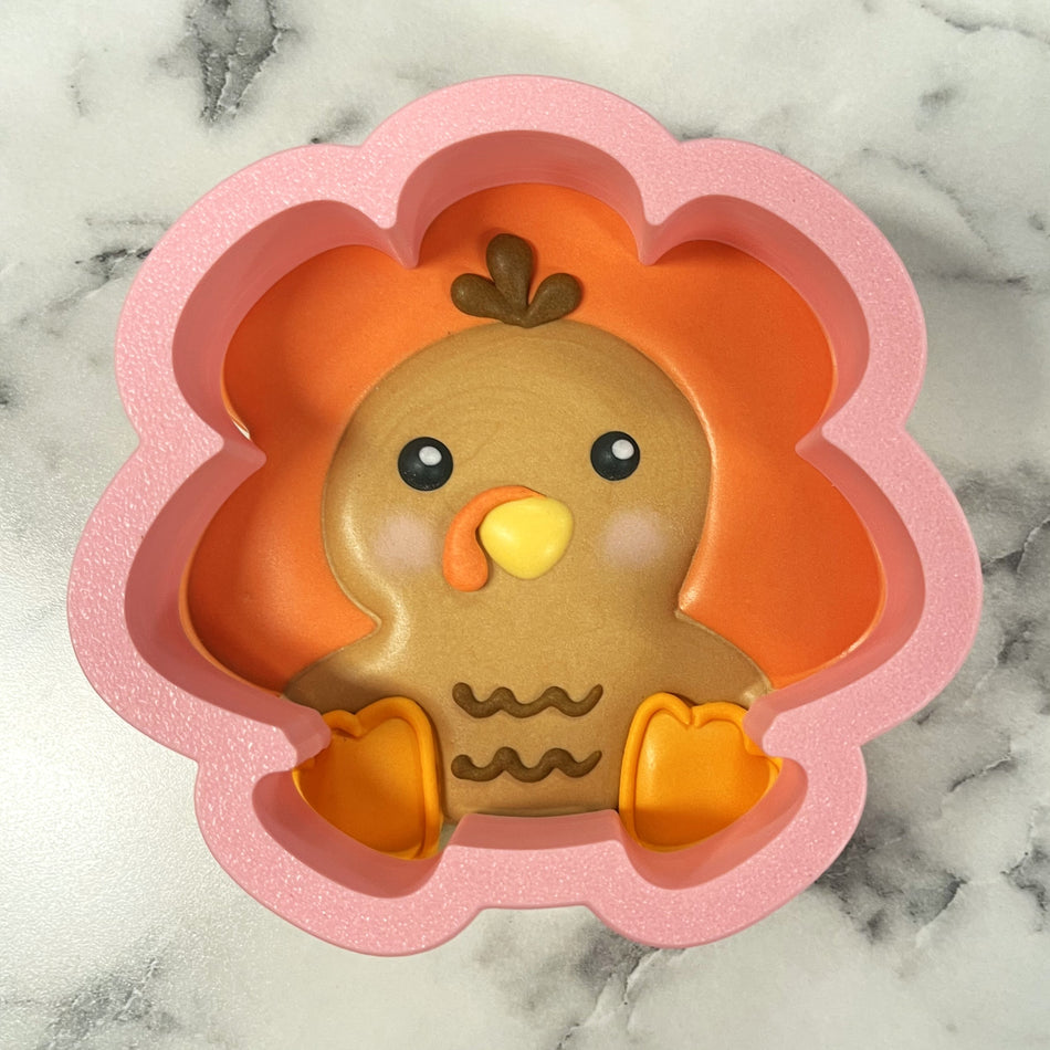 Mini Cute Turkey Sitting Cookie Cutter
