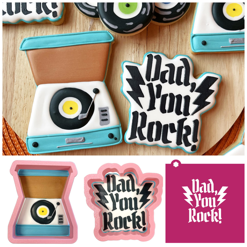 Dad Rocks Cookie Cutter Bundle with Stencil