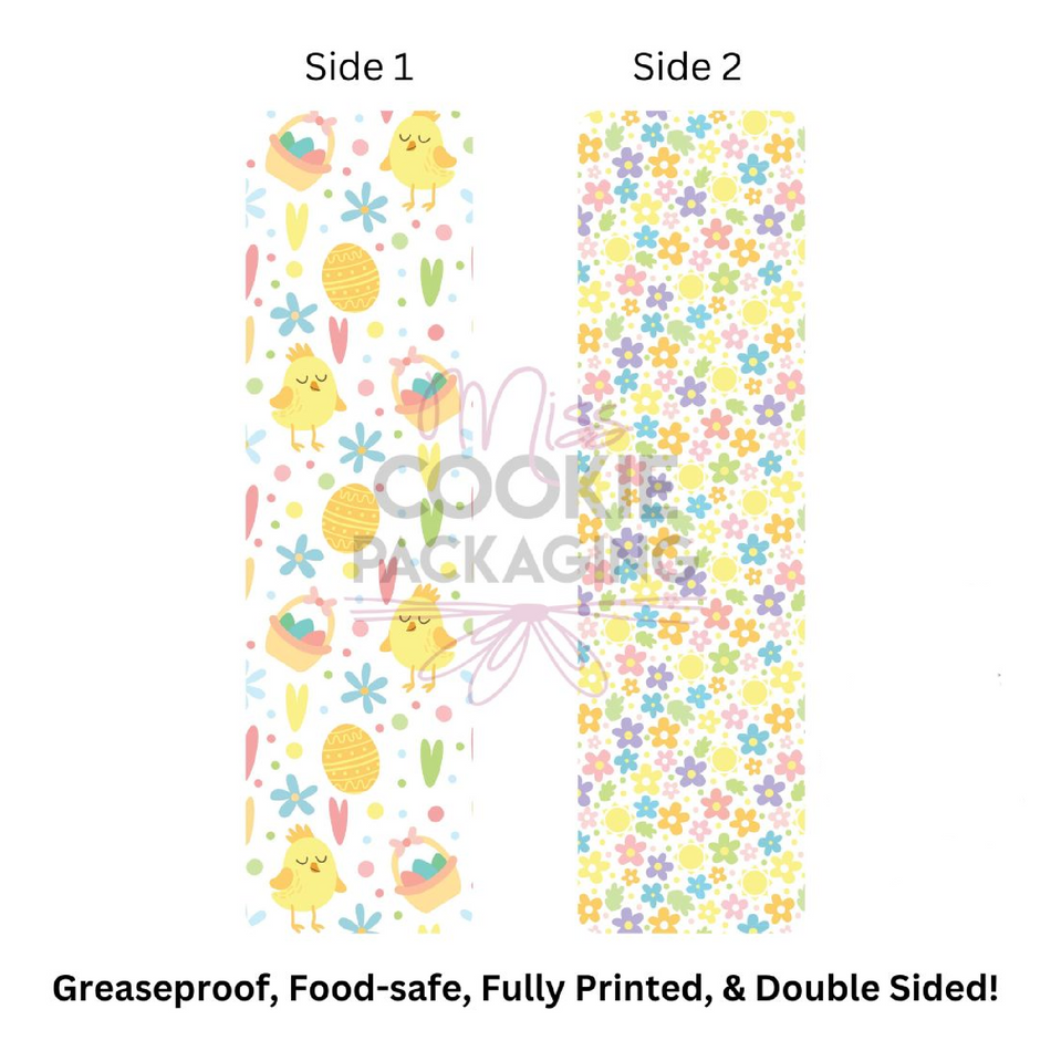 Easter Chicks Flowers Cookie BAG Backer Card - 2.625