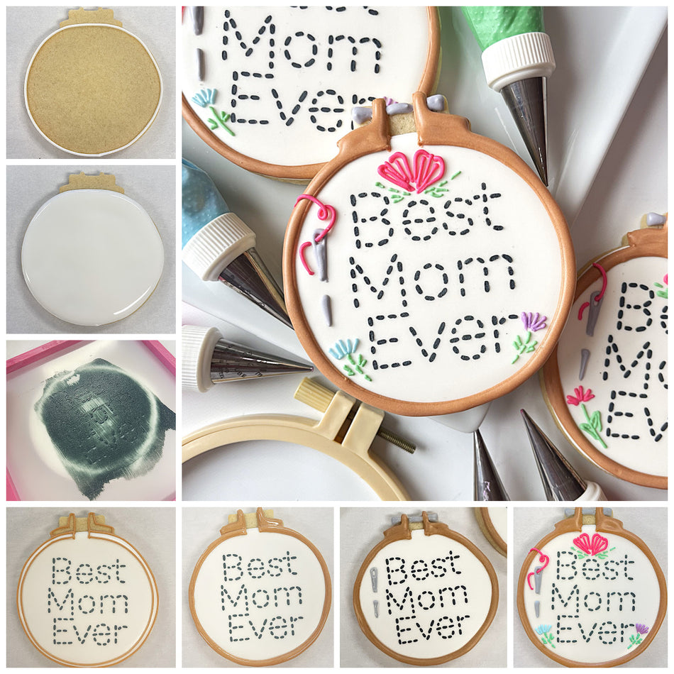 Embroidery Hoop Cookie Cutter WITH STENCIL