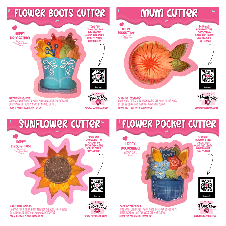 Fall Floral Cookie Cutter BUNDLE and Digital Decorating Guide