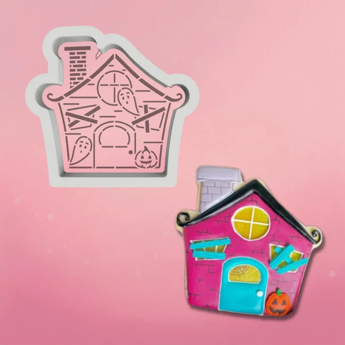 Haunted Ghost House Cookie Cutter with PYO Stencil Set