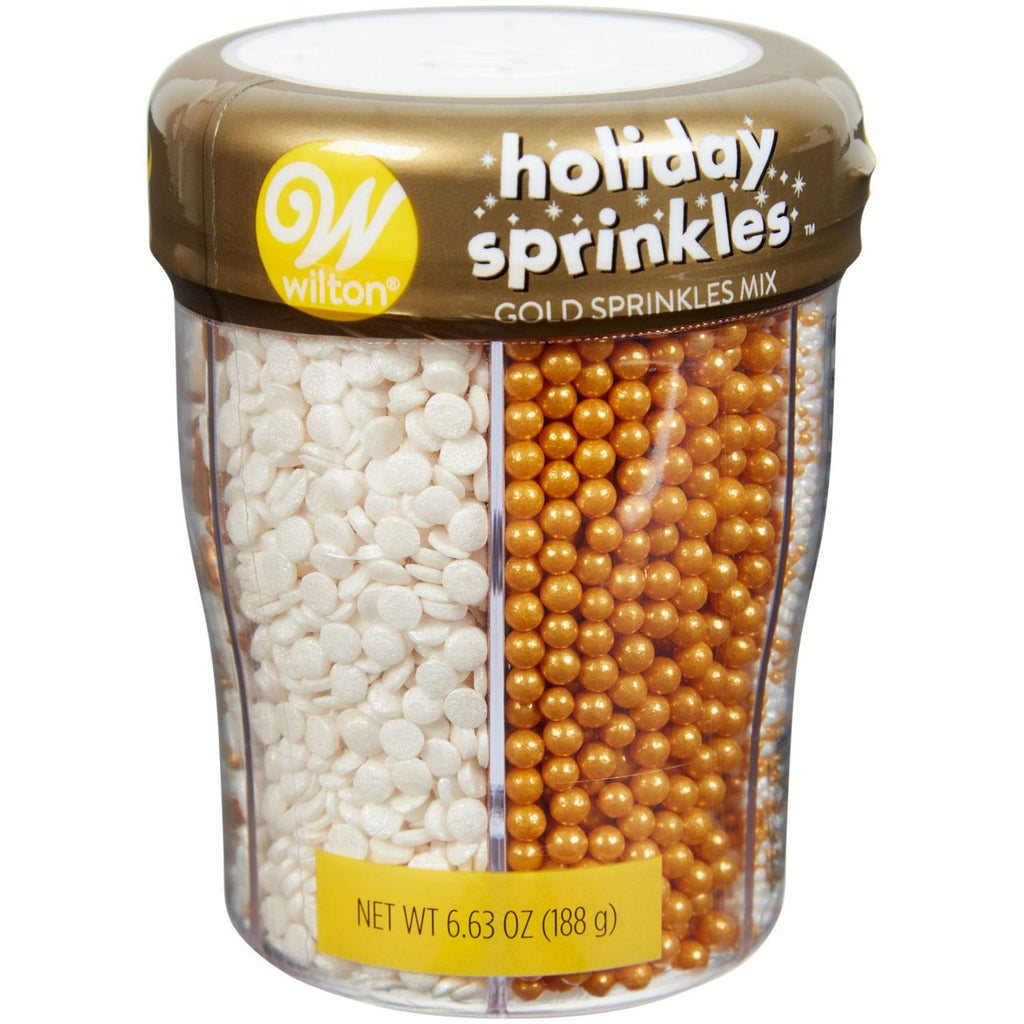 Gold and White 6 Cell Sprinkle Assortment