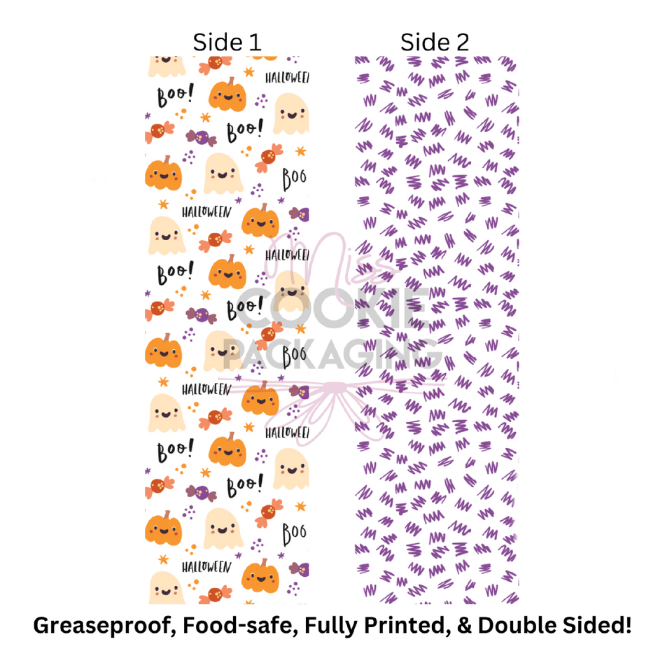 Halloween Boo Pumpkin Ghosts Cookie BAG Backer Card - 2.625