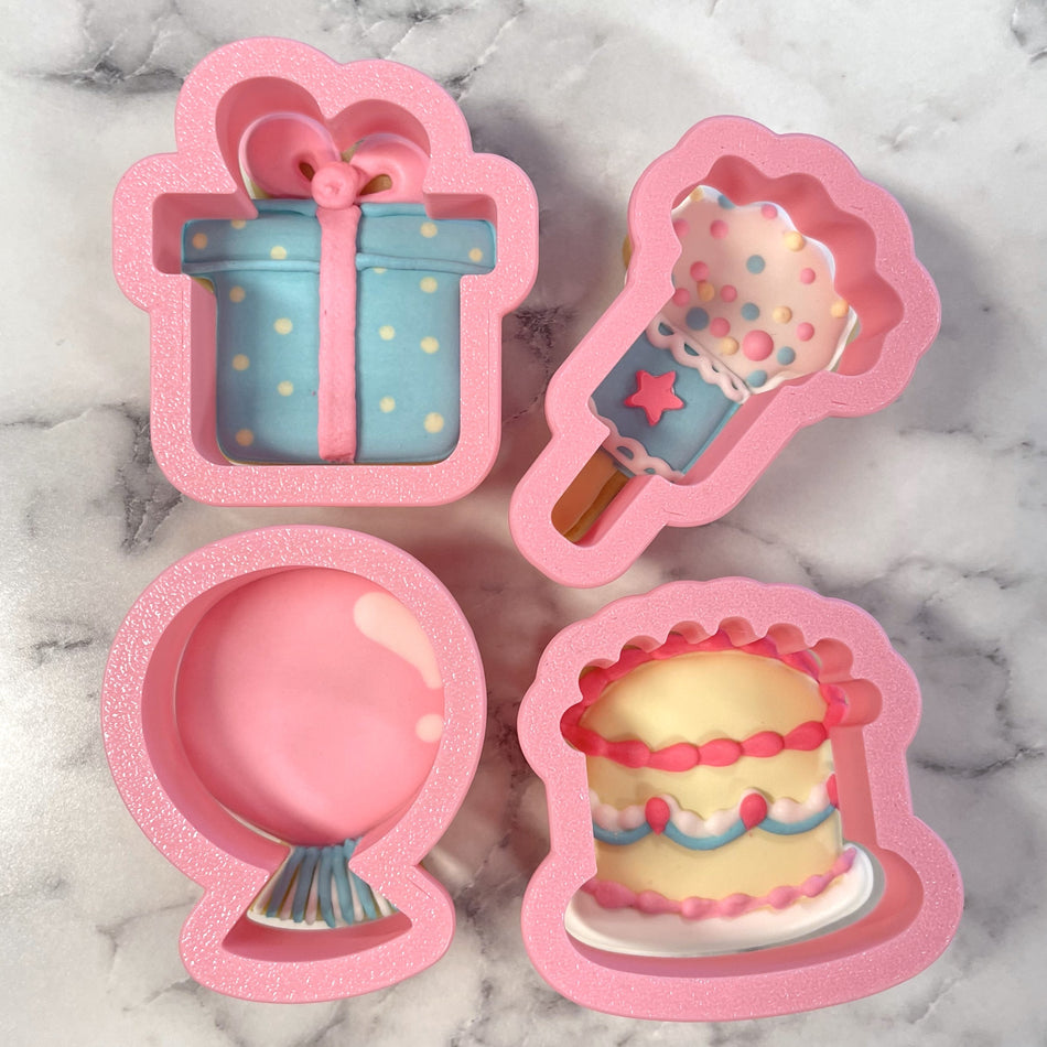 Mini Birthday 4pc Flour Box Club Cookie Cutter Set