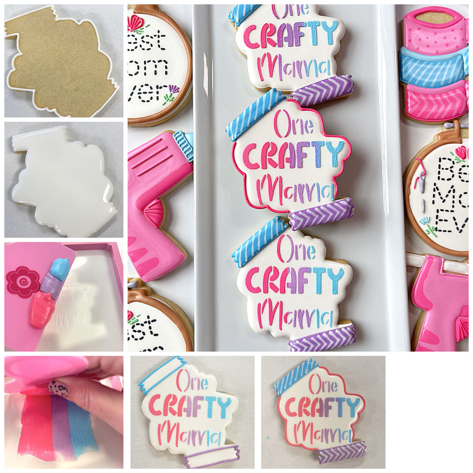 One Crafty Mama Plaque Cookie Cutter WITH STENCIL