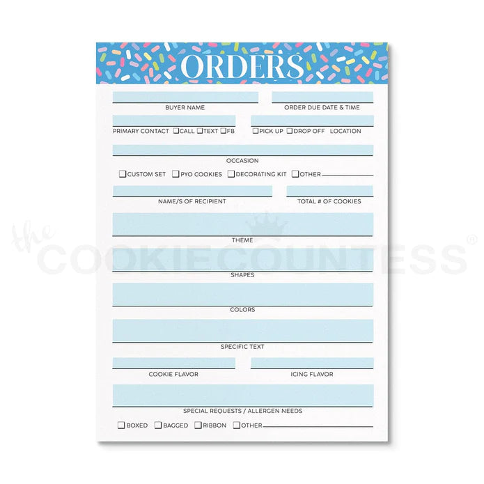 Cookie Order Form Notepad