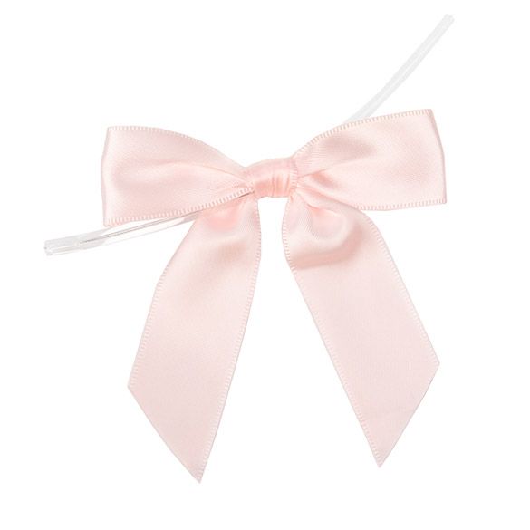 Weststone 50pcs Satin Pink Bows 3 1/2 Span x 2 Tail, Ribbon Width 1,  Pre-Tied Bows or Self-Adhesive Bows