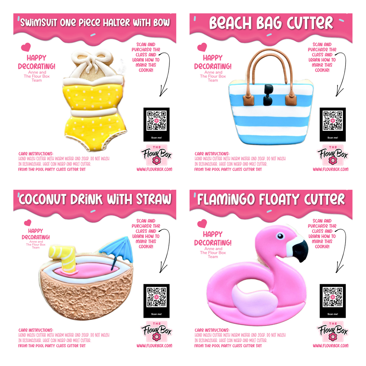 Pink flamingo floaty cutter made of durable plastic featured in pool party online decorating class recording