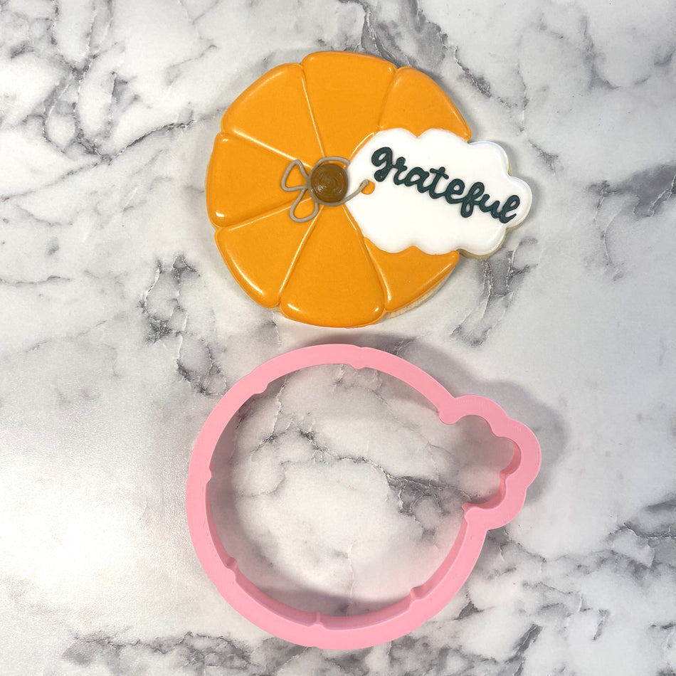 Pumpkin with Leaf Tag Cookie Cutter