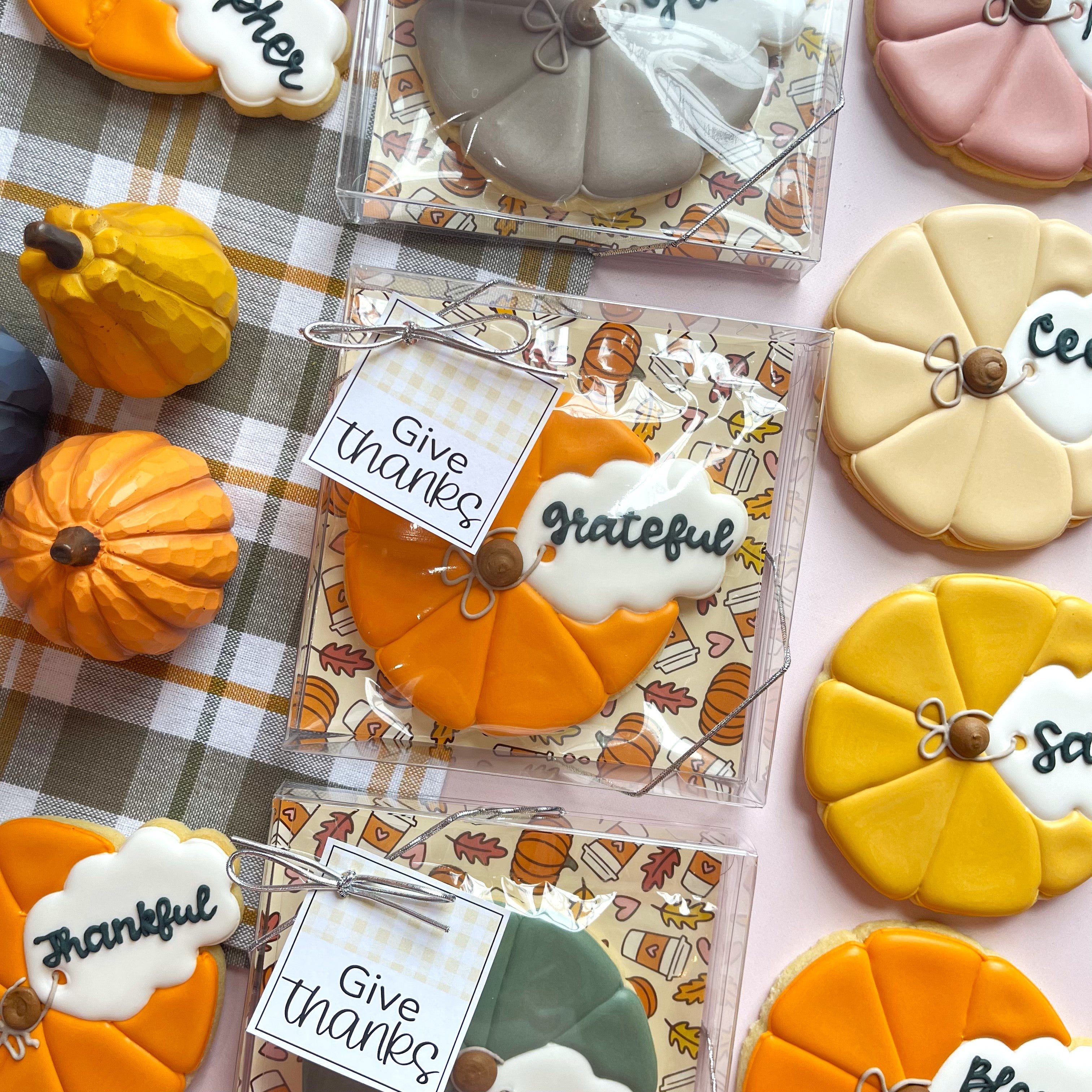 Happy Thanksgiving 2 Wreath Cookie Tag, Fall Pumpkin Wreath Round Fall  Autumn Cookie Bag Tag Thanksgiving Cookie Label Tag Cookie Packaging