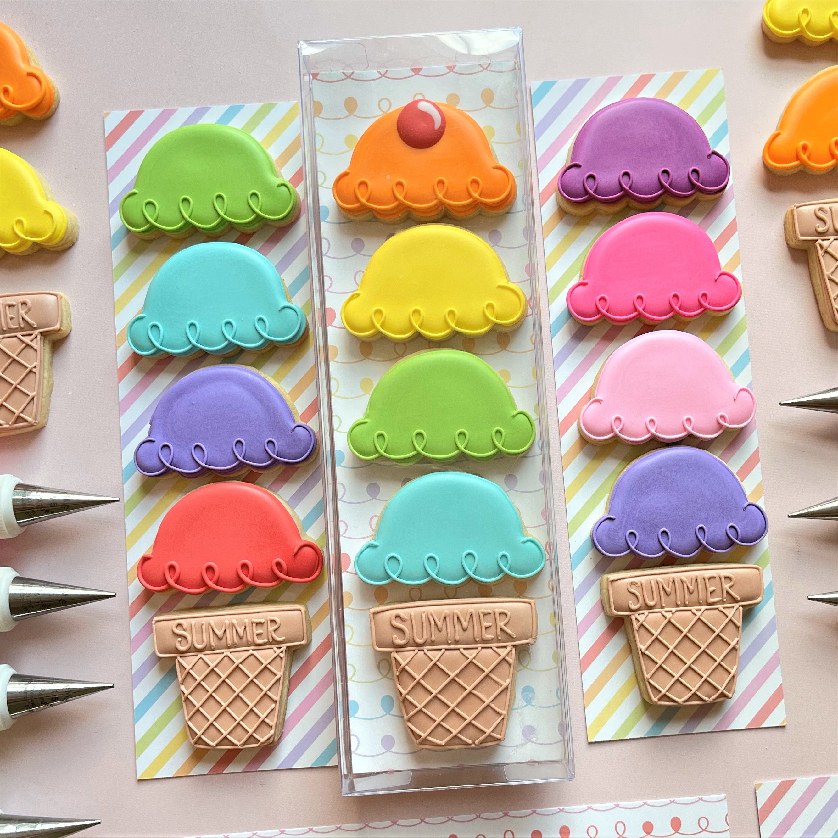 Mini Ice Cream Scoop and Cone Flour Box Club Cookie Cutter Set