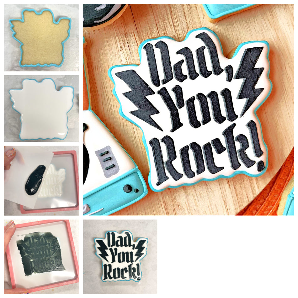 Dad Rocks Cookie Cutter Bundle with Stencil