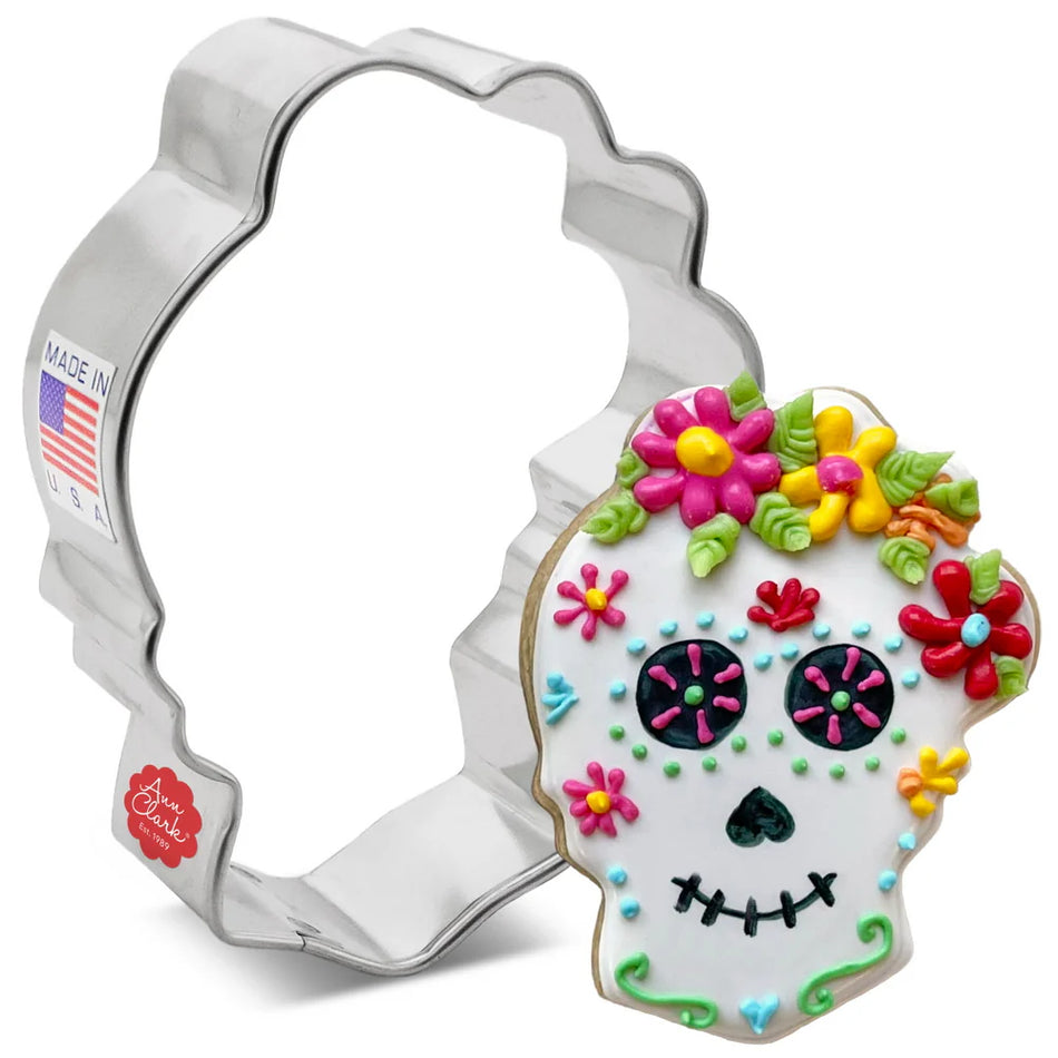 Skull with Flowers Cookie Cutter