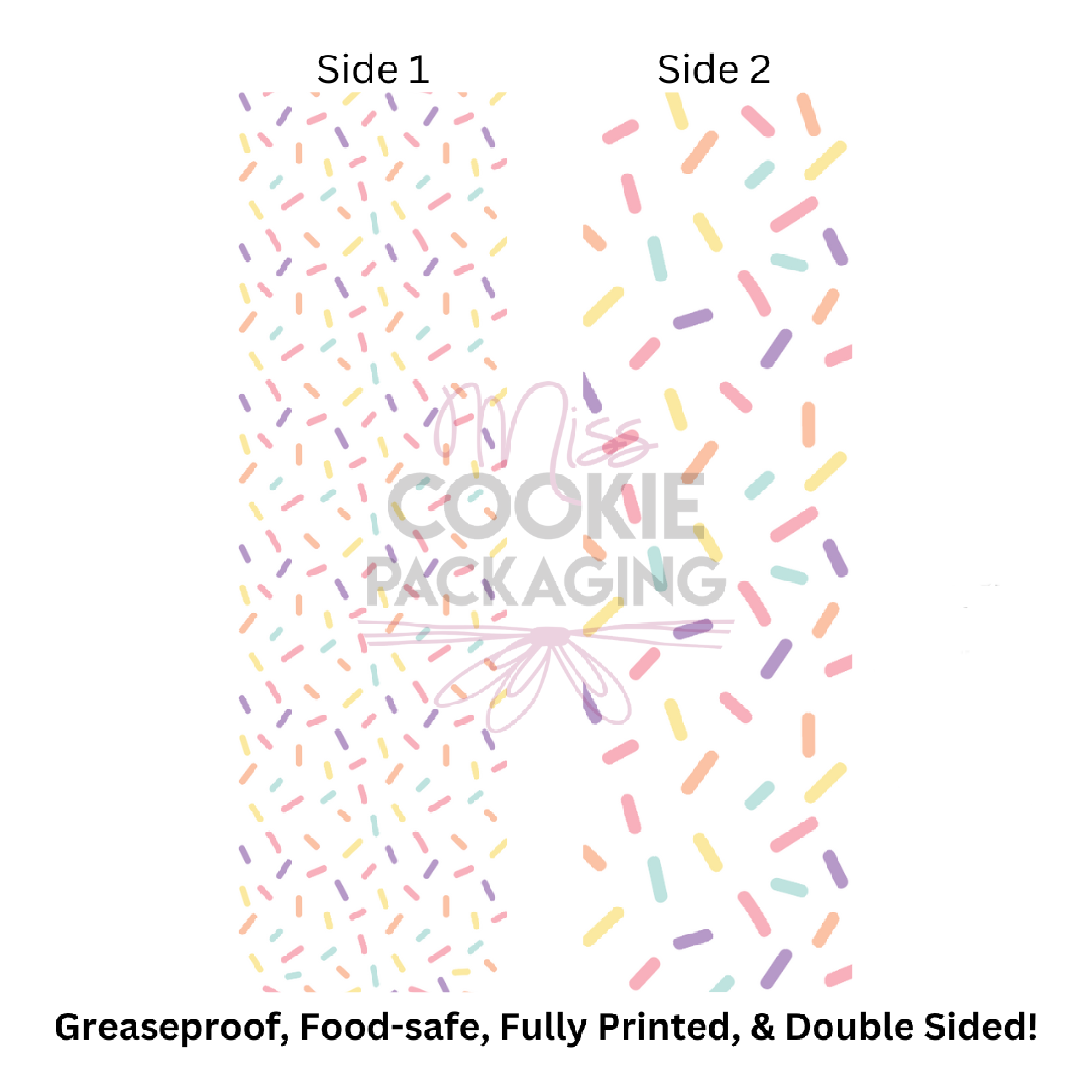 Sprinkles Cookie BAG Backer Card - 2.625" x 9.5" - QTY 25