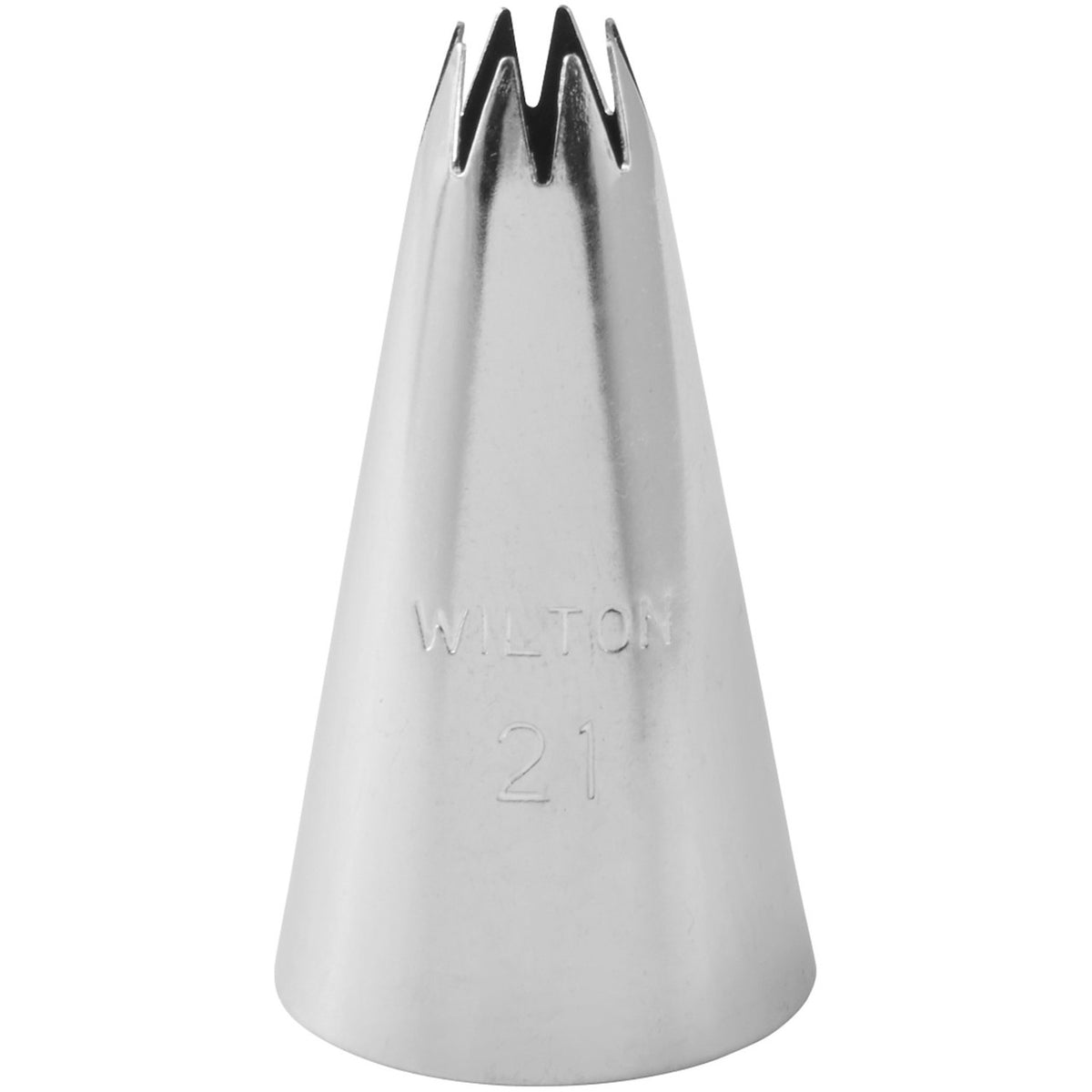 Silver metal wilton tip 21 open star piping tip with pointed star shaped nozzle for decorating cakes and cupcakes