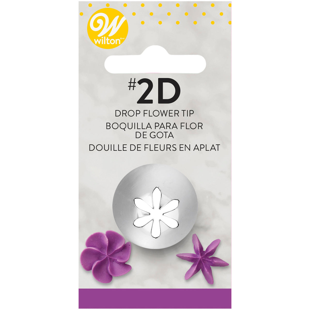 Silver wilton tip 2d large drop flower with six-petal design for detailed frosting decoration