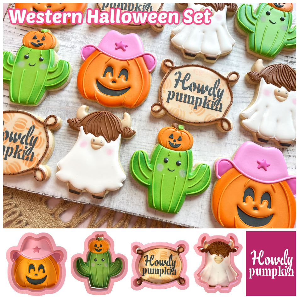 Western Halloween Cookie Cutter Bundle with Stencil