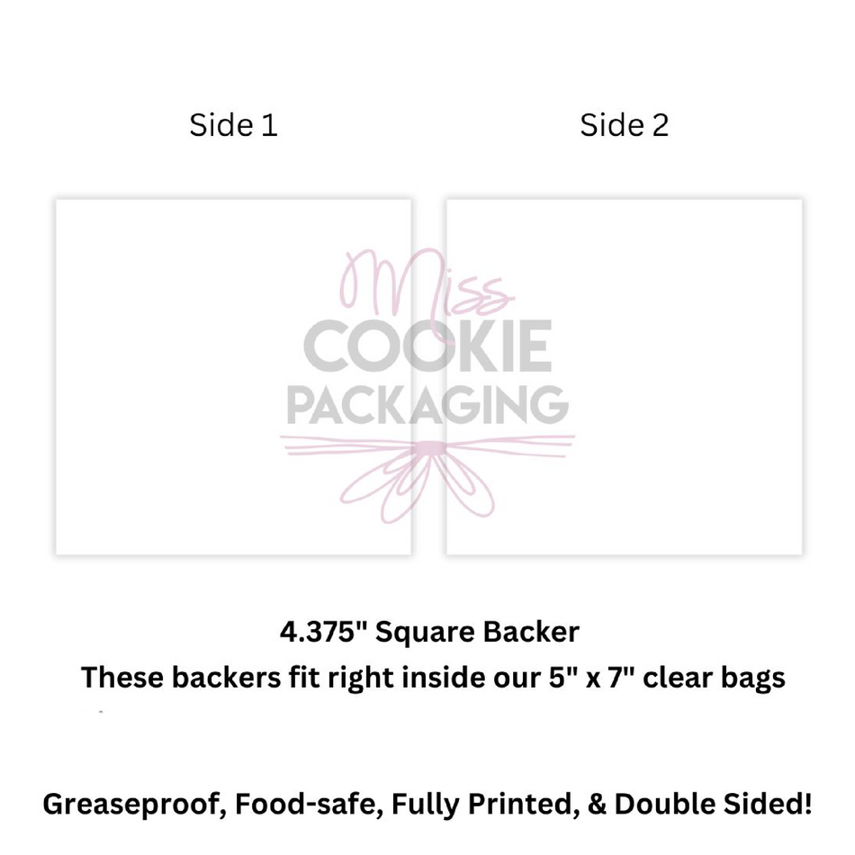 White Cookie BAG Backer Card - 4.375″ x 4.375″- QTY 25
