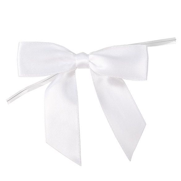 White Pre-Tied Bow - 25 PACK