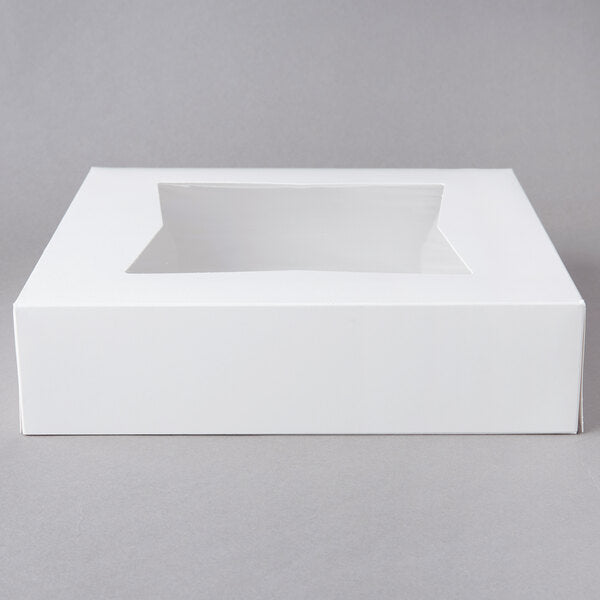 White rectangular cardboard cake box with clear plastic window on top 10 inch window bakery box pack of 20 boxes