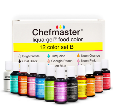 12 Color Kit SET B Chefmaster .70oz LIQUA-GEL