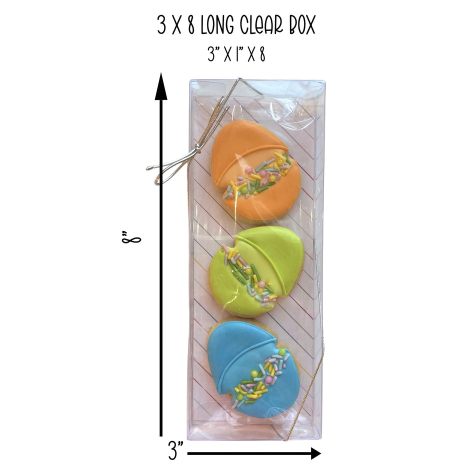 3 x 8 Long Clear Cookie Box - 25 BOXES - 3