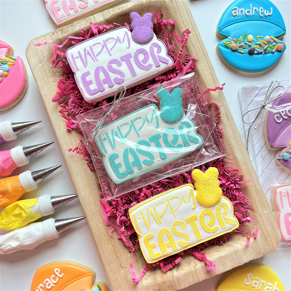 Happy Easter Plaque Cookie Cutter with Stencil