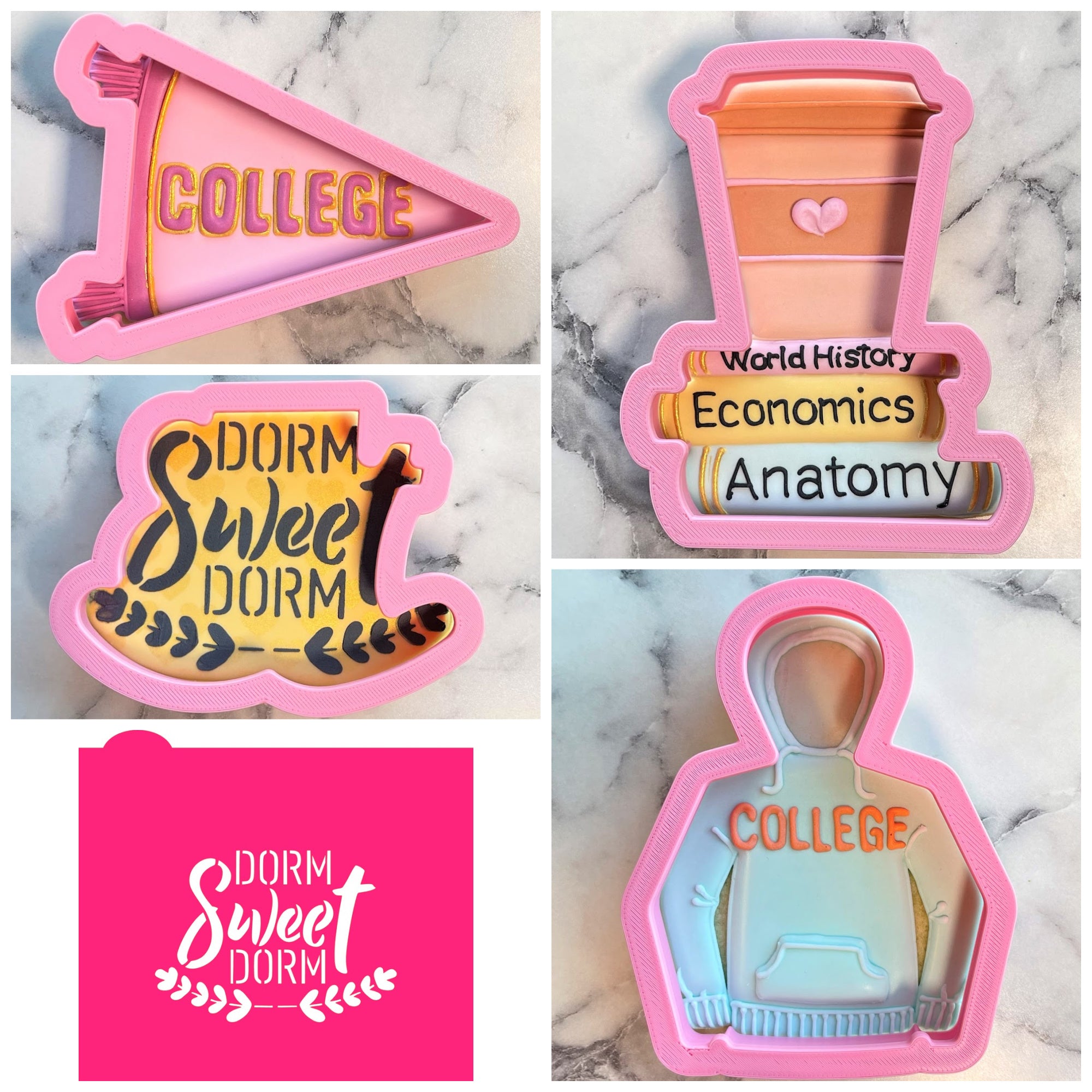 Back to College Cookie Cutter Set with Stencil – The Flour Box