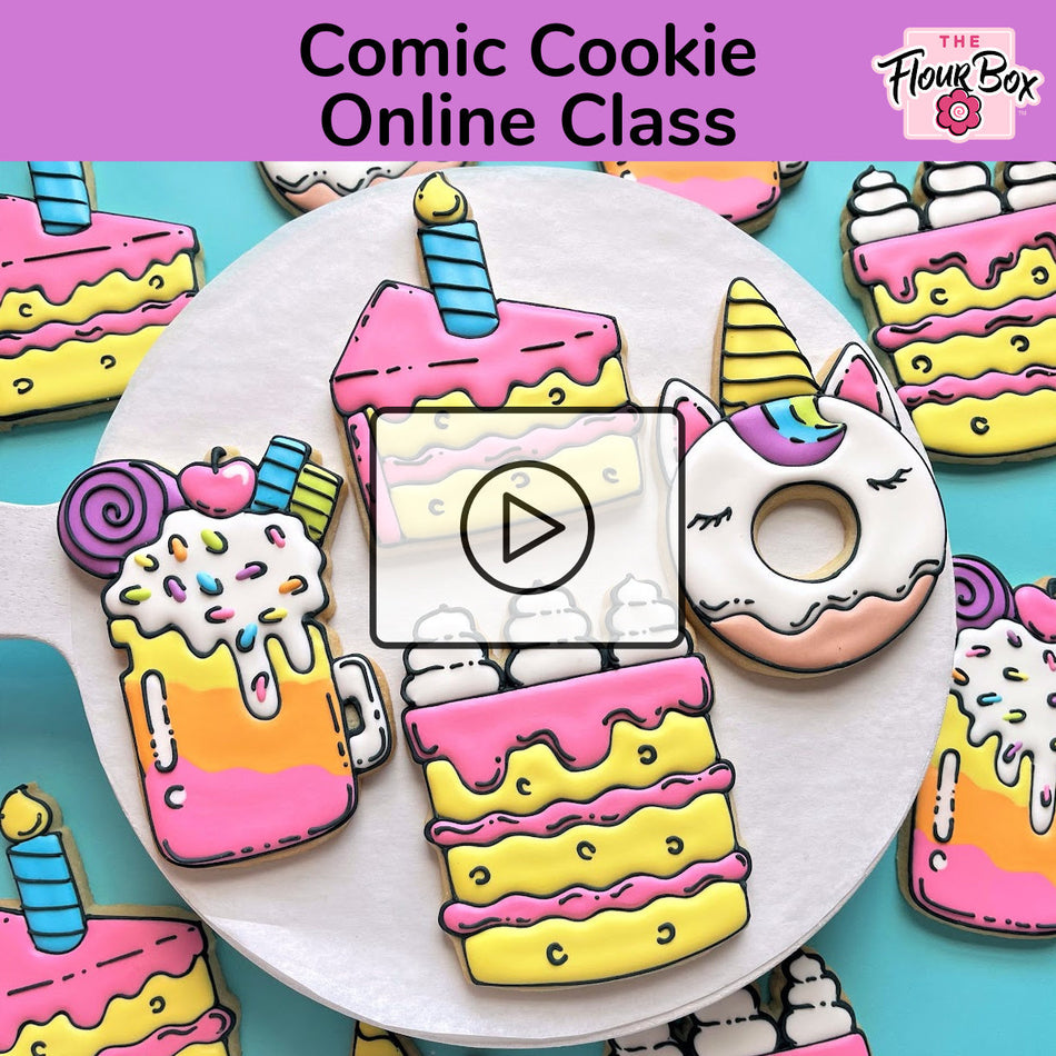Comic Cookie Online Decorating Class Recording with Optional Kit