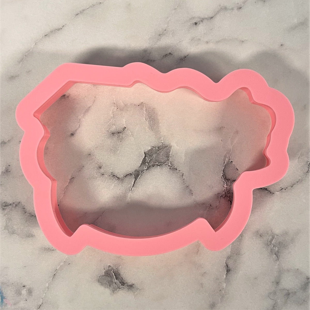 Pink silicone pig-shaped cookie cutter part of congrats grad plaque cookie cutter with stencil set for baking crafts