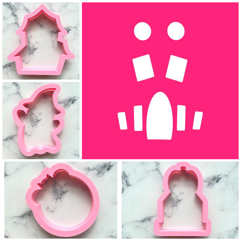 Haunted House Cookie Cutter BUNDLE with Stencil