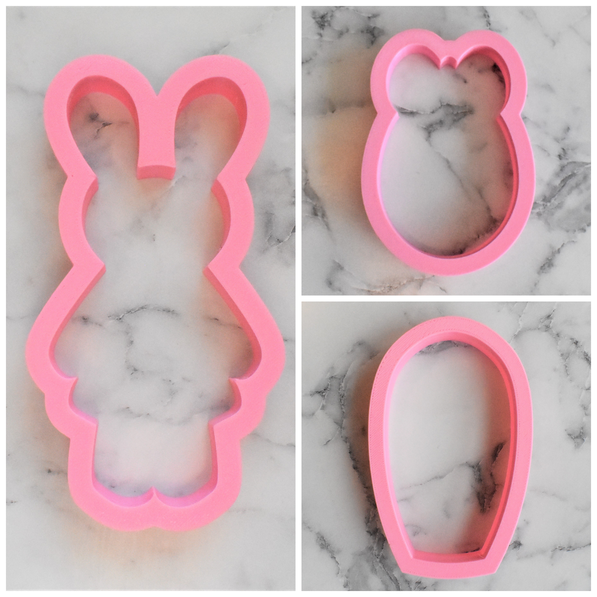 Pink silicone bunny-shaped cookie cutter from easter cookie cutter set for festive holiday baking
